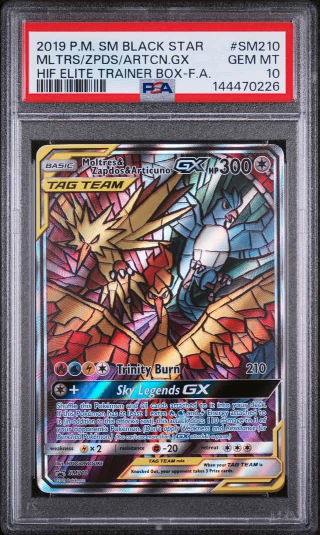 MOLTRES & ZAPDOS & ARTICUNO GX SM BLACK STAR PROMOS SM210 PROMO PSA 10 Q1300