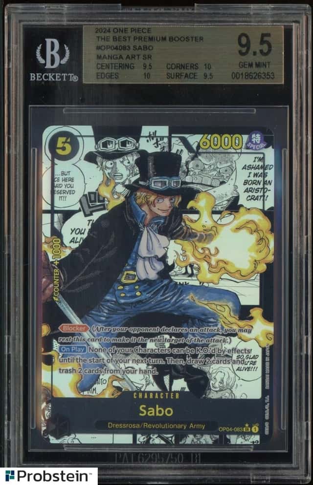 2024 One Piece The Best Premium Booster OP04083 Sabo Manga Foil BGS 9.5 GEM MINT