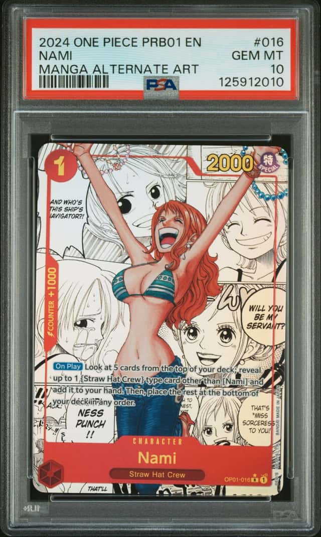 PRB01 PREMIUM BOOSTER ONE PIECE NAMI #016 PSA GEM MINT 10 MANGA ALT ART