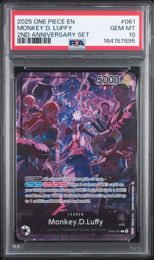 2025 ONE PIECE ENGLISH VERSION 2ND ANNIVERSARY SET #061 MONKEY D. LUFFY PSA 10