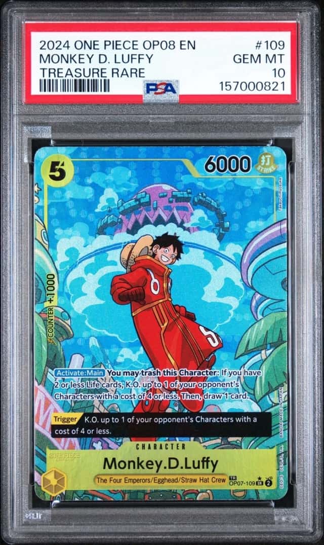 2024 ONE PIECE OP08-TWO LEGENDS TREASURE RARE #109 MONKEY D. LUFFY PSA 10