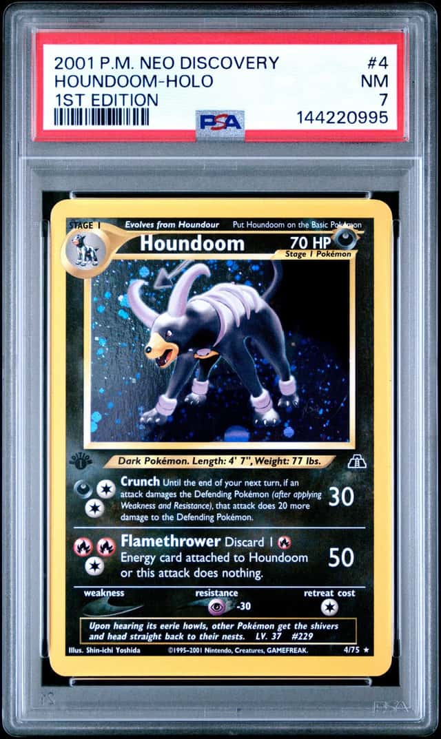 Pokemon Cards: Neo Discovery 1st Edition Rare Holo: Houndoom 4/75 PSA 7