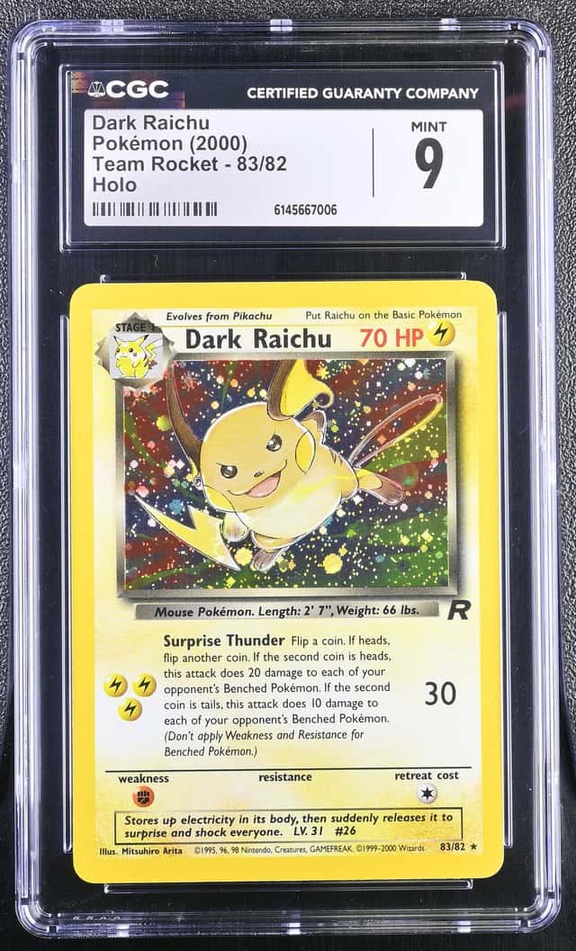 (PSA) CGC 9 Dark Raichu Team Rocket Holo Pokemon Card #83/82