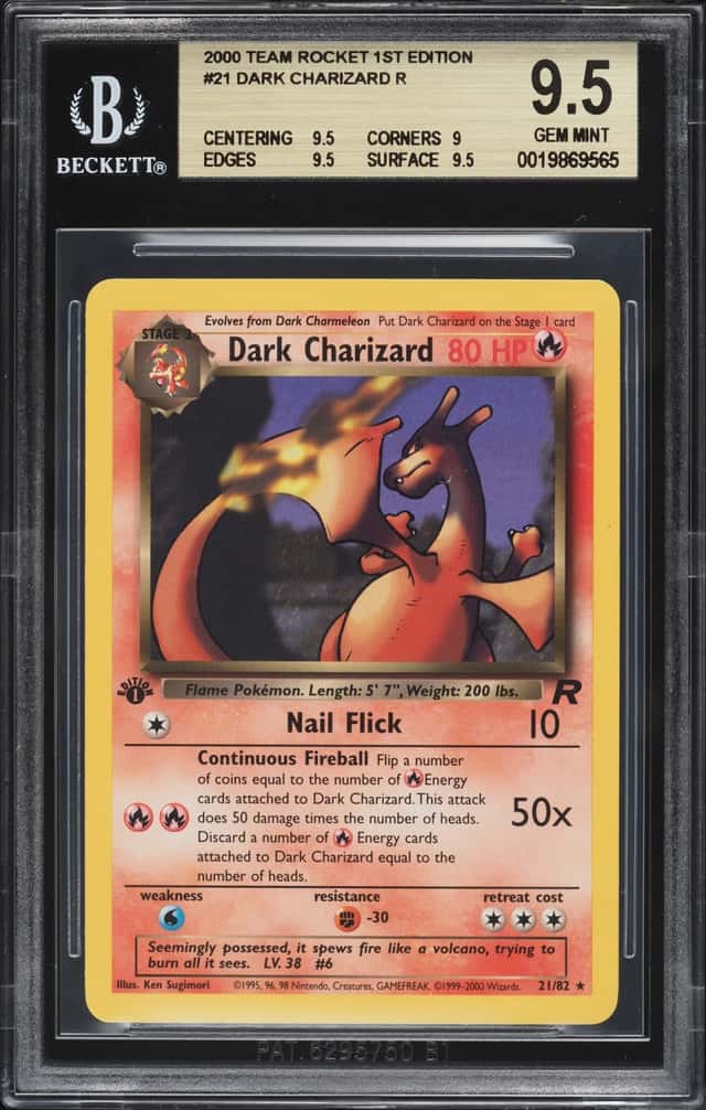 2000 Pokemon Team Rocket 1st Edition Dark Charizard #21 BGS 9.5 GEM MINT