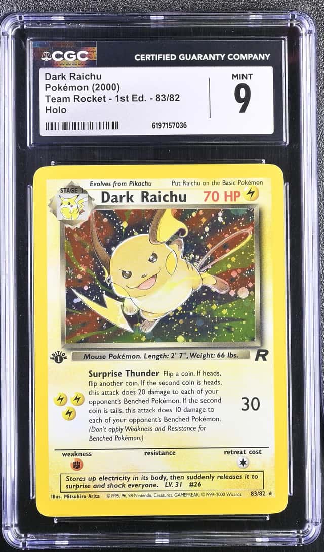 2000 Pokemon Team Rocket 1st Edition Holo Dark Raichu #83 CGC 9 MINT