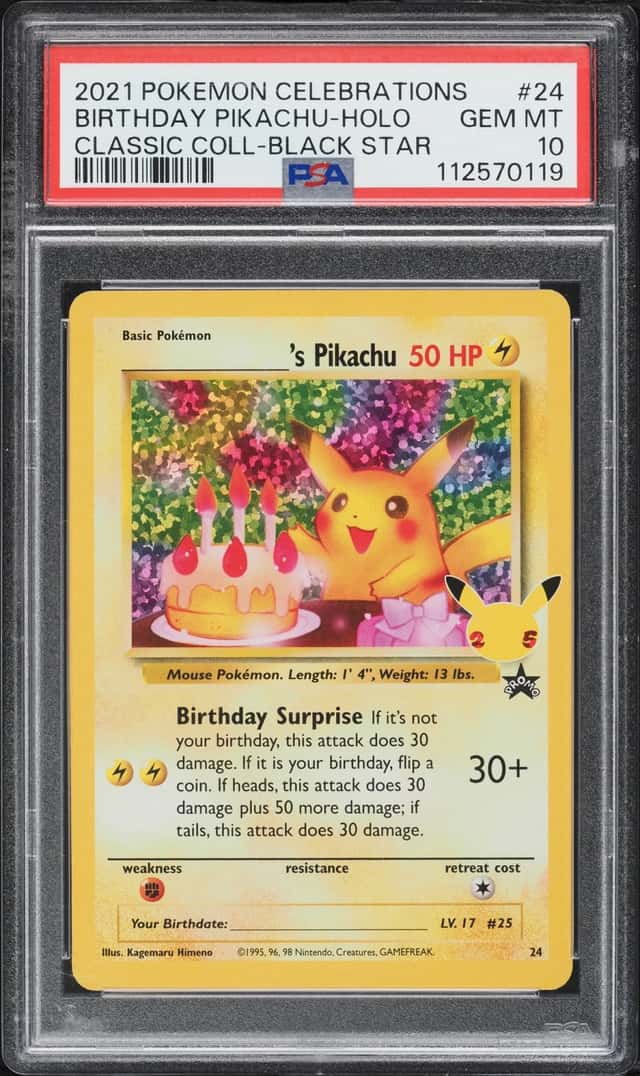 2021 Pokemon SWSH Promo Celebrations Classic Collection Holo Birthday Pikachu #24 PSA 10 GEM