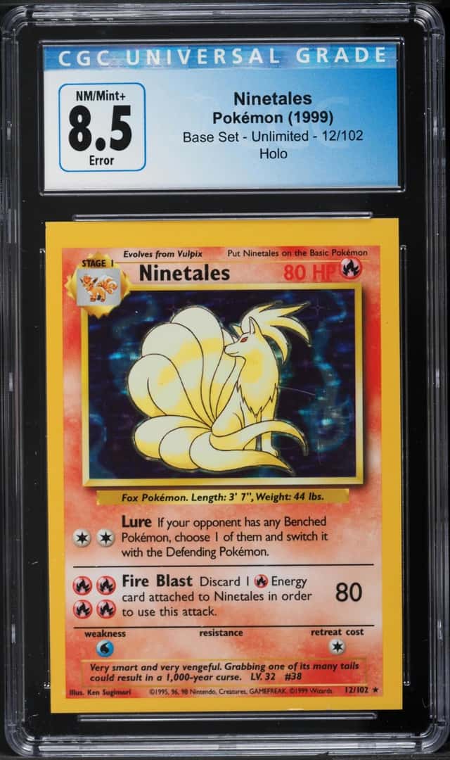 1999 Pokemon Base Set Holo Error Ninetales #12 CGC 8.5 NM-MT+
