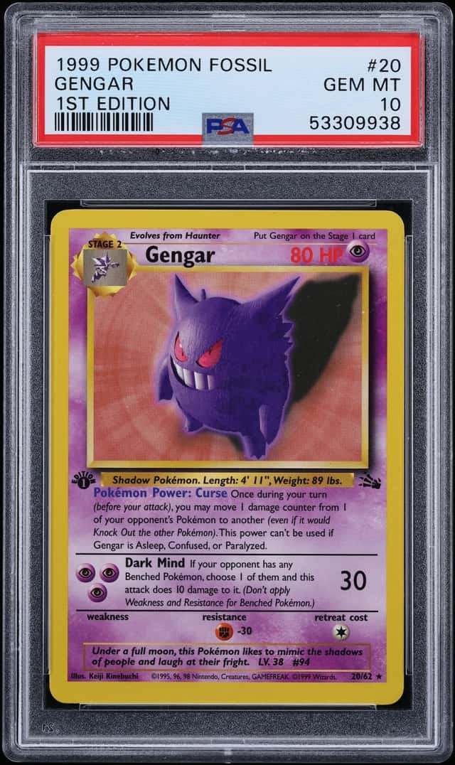 1999 Pokemon Fossil 1st Edition Gengar #20 PSA 10 GEM MINT