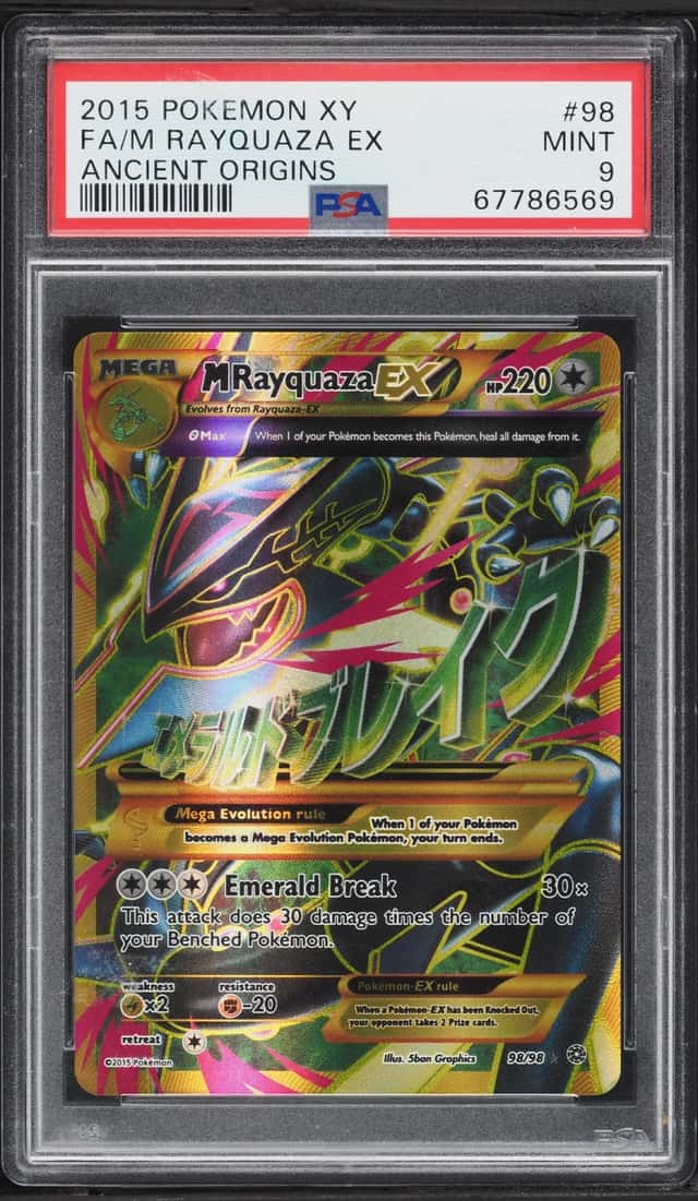 2015 Pokemon XY Ancient Origins Full Art M Rayquaza EX #98 PSA 9 MINT
