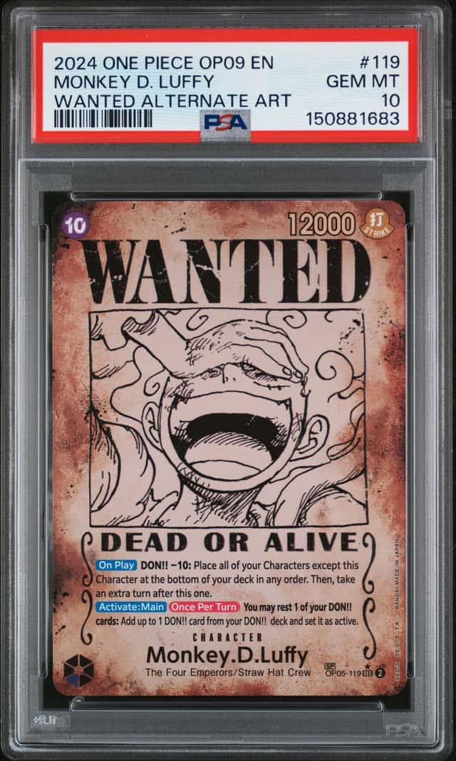 2024 One Piece OP09 En Wanted Alternate Art #119 Monkey D. Luffy PSA 10 GEM MINT