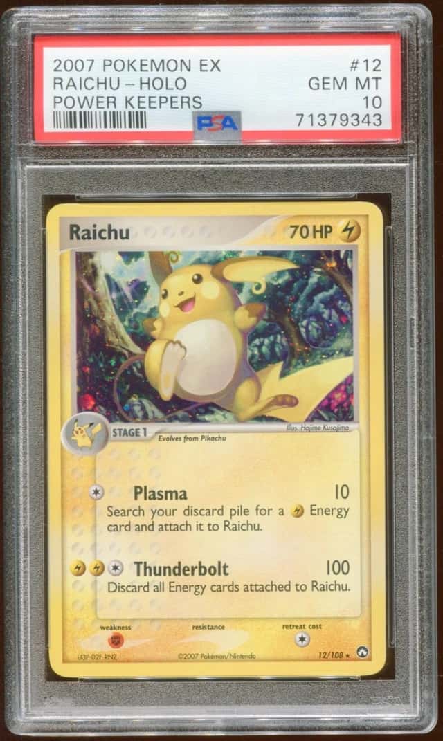 2007 POKEMON POWER KEEPERS EX RAICHU #12/108 RARE HOLO FOIL PSA 10 E8