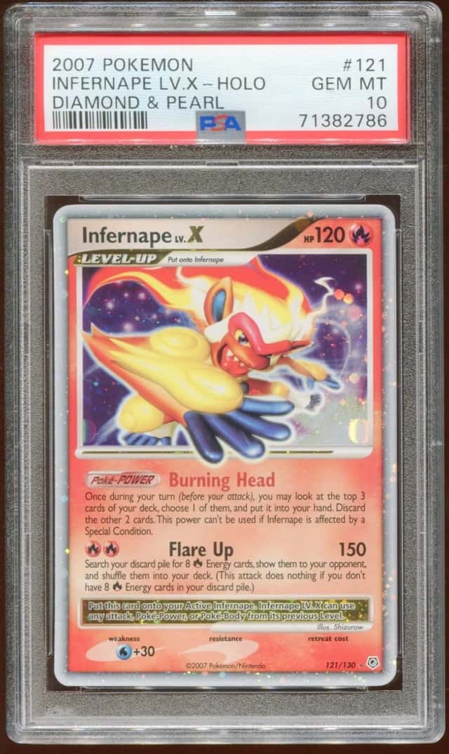 2007 POKEMON DIAMOND & PEARL INFERNAPE LV. X #121/130 ULTRA RARE HOLO PSA 10 E8