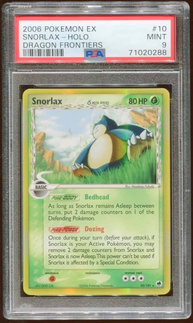 2006 POKEMON EX DRAGON FRONTIERS SNORLAX #10/101 RARE HOLO FOIL PSA 9 E8