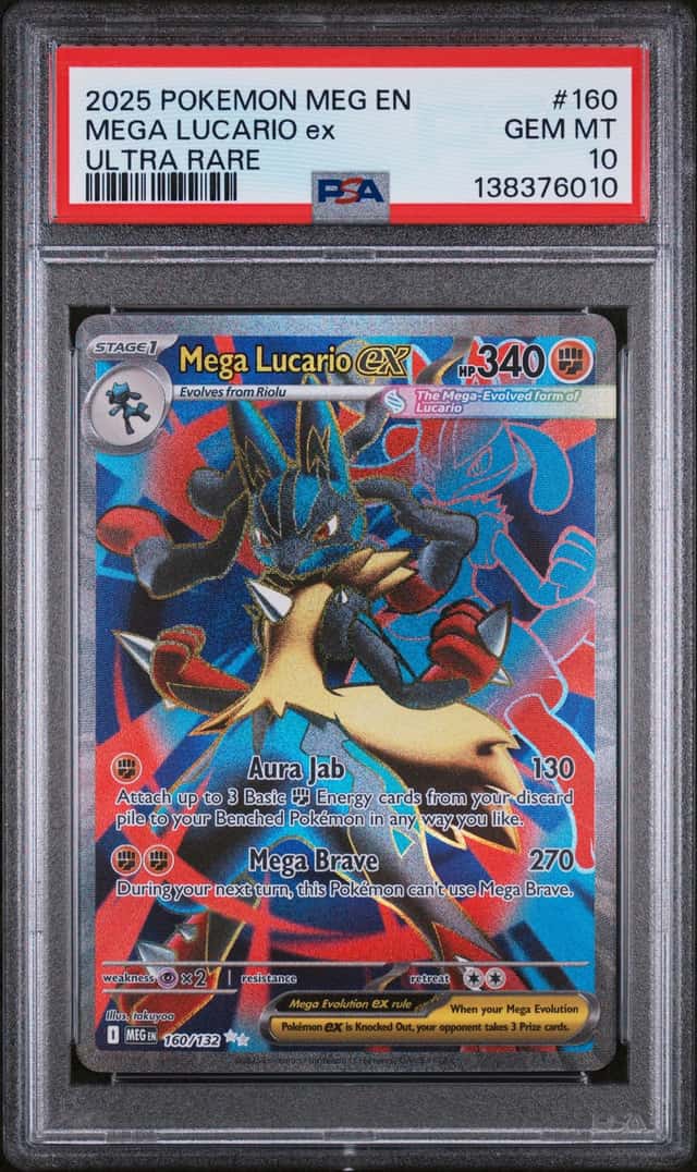 2025 POKEMON MEG EN-MEGA EVOLUTION ULTRA RARE #160 MEGA LUCARIO EX PSA 10