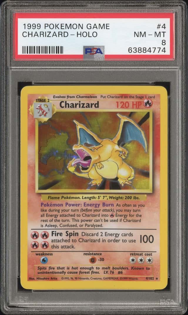 1999 Pokemon Game #4 Charizard Holo PSA 8 NM-MT