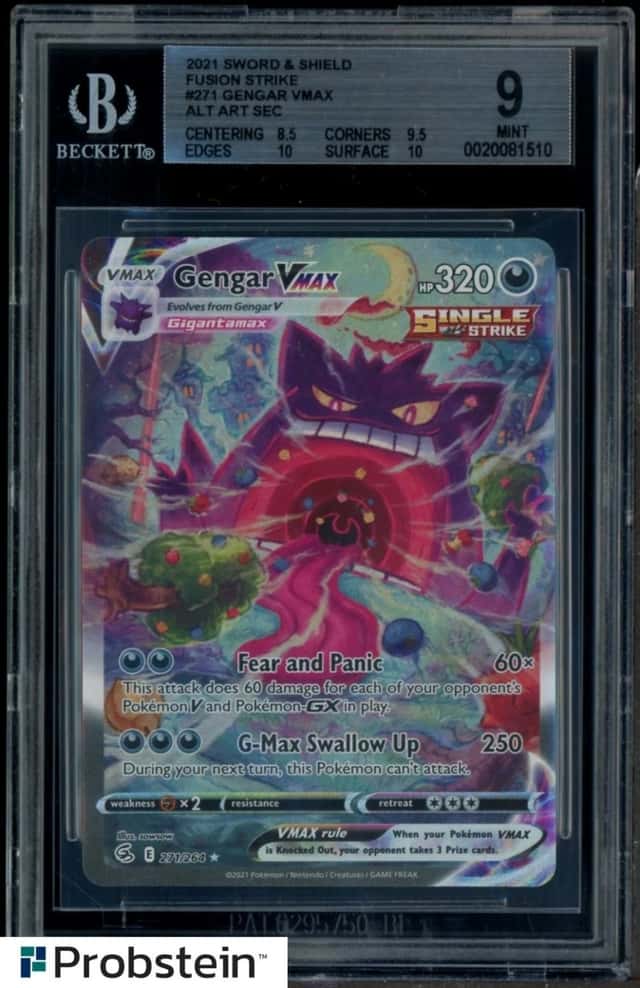 2021 Pokemon SWSH Fusion Strike #271 Gengar VMAX Alt Art Secret BGS 9 MINT