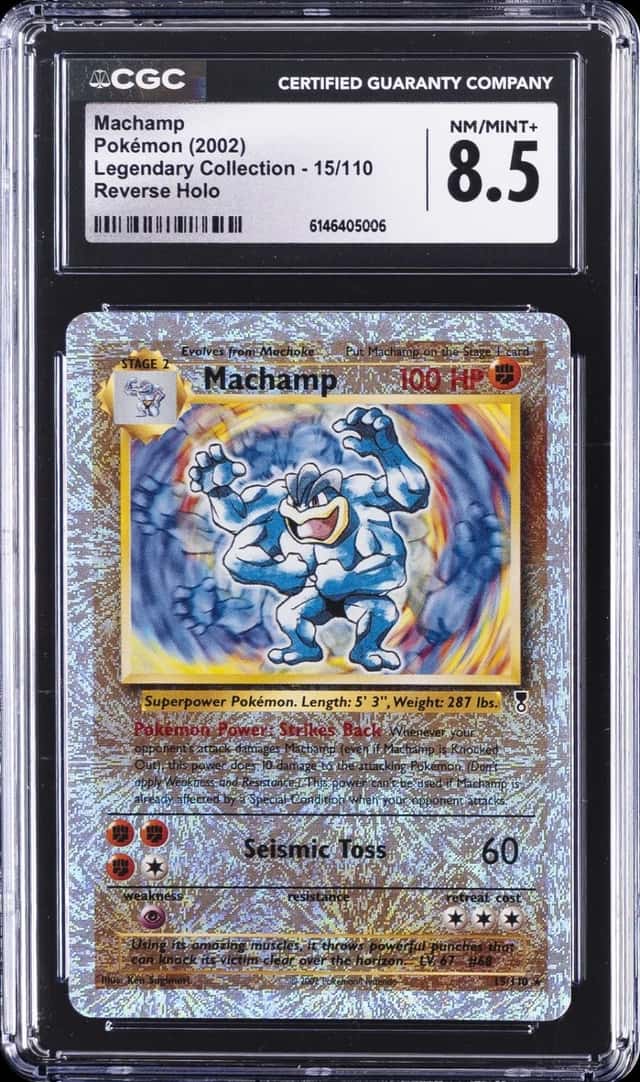 2002 POKEMON LEGENDARY COLLECTION REVERSE HOLO #15 MACHAMP CGC 8.5