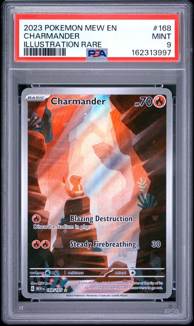 2023 POKEMON MEW EN-151 ILLUSTRATION RARE #168 CHARMANDER PSA 9