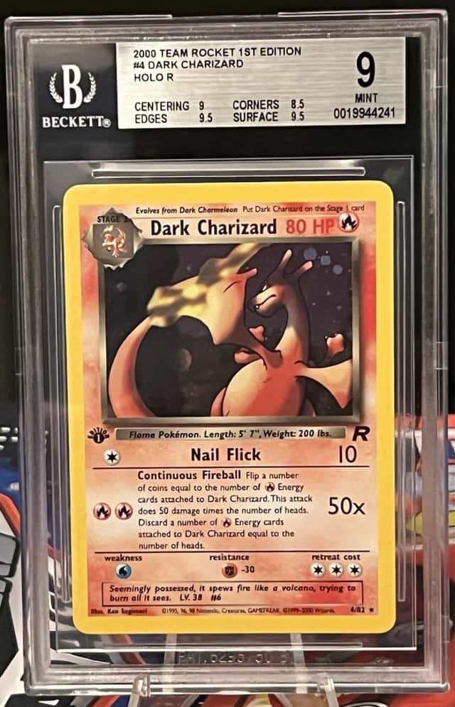 2000 POKEMON TEAM ROCKET 1ST EDITION HOLO R #4/82 DARK CHARIZARD BGS 9 TCG