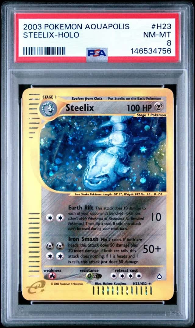 Steelix #H23 Holo Rare 2003 Pokemon Aquapolis PSA 8