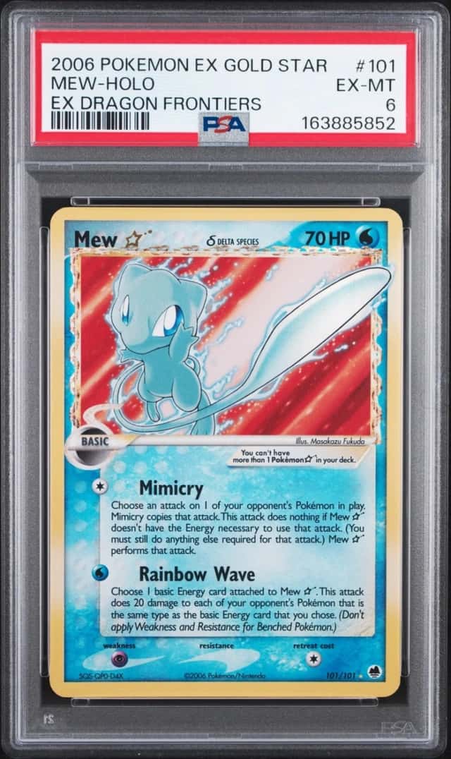 2006 POKEMON EX DRAGON FRONTIERS GOLD STAR #101 MEW-HOLO PSA 6