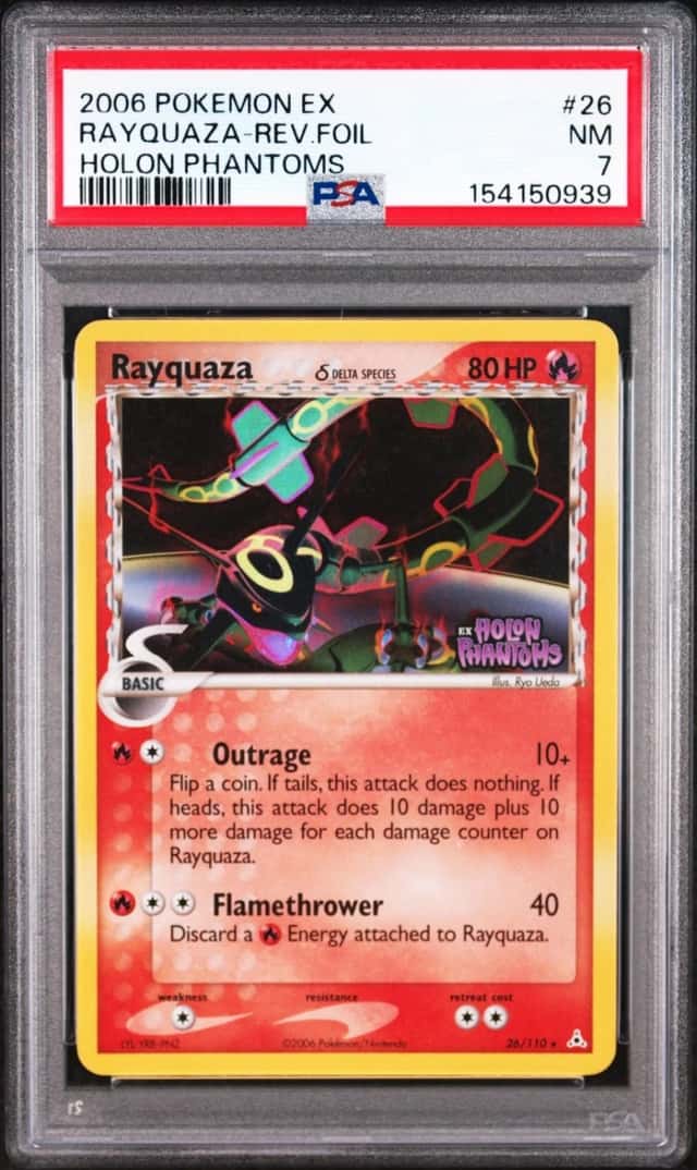 Pokemon Rayquaza Reverse Holo EX Holon Phantoms 26/110 PSA 7