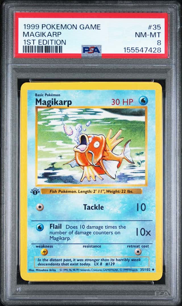 1st edition Magikarp 1999 Pokemon PSA 8 — BRAND NEW CERT