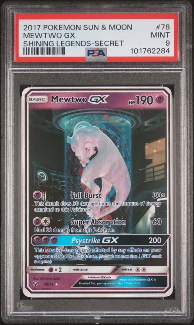 Pokemon Mewtwo Gx Shining Legends 78/73 Secret Rare PSA 9 Mint