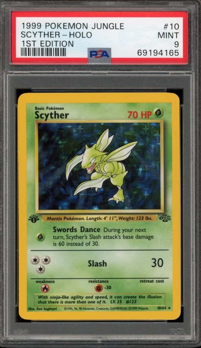 Pokemon Scyther Holo Jungle 10/64 1st Edition PSA 9 Mint