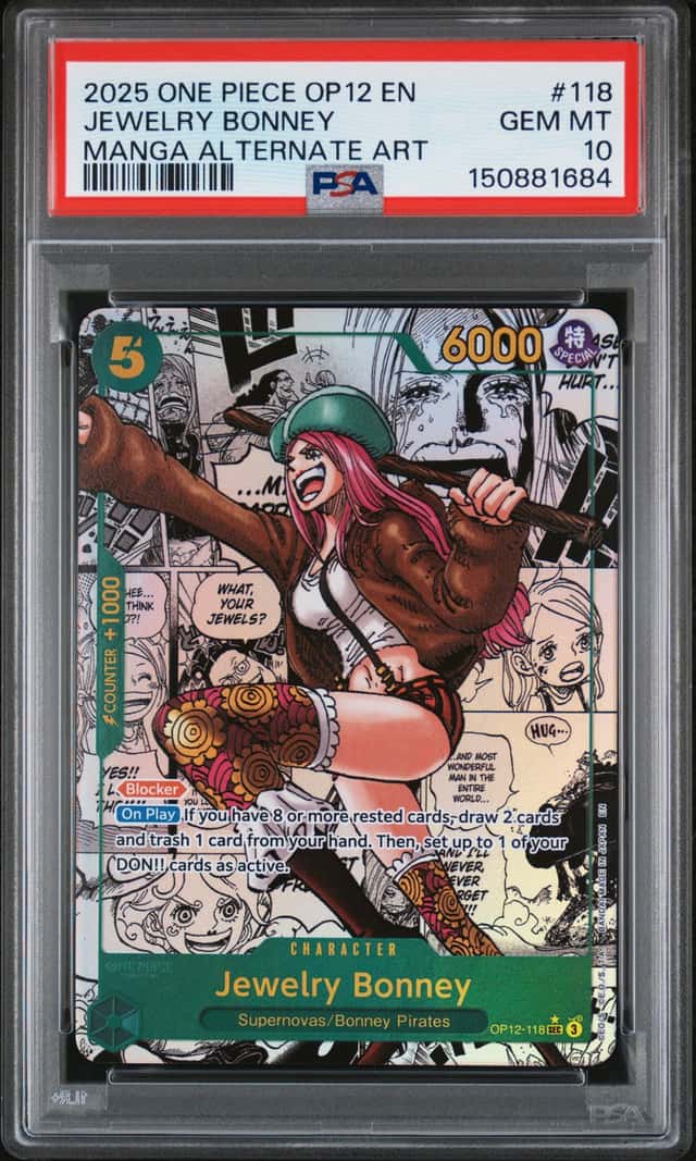 2025 One Piece OP12 En #118 Jewerly Bonney Manga Alternate Art PSA 10 GEM MINT