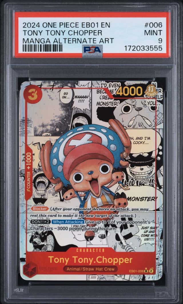 2024 One Piece EB01 EN #006 Tony Tony Chopper Manga Alternate Art PSA 9