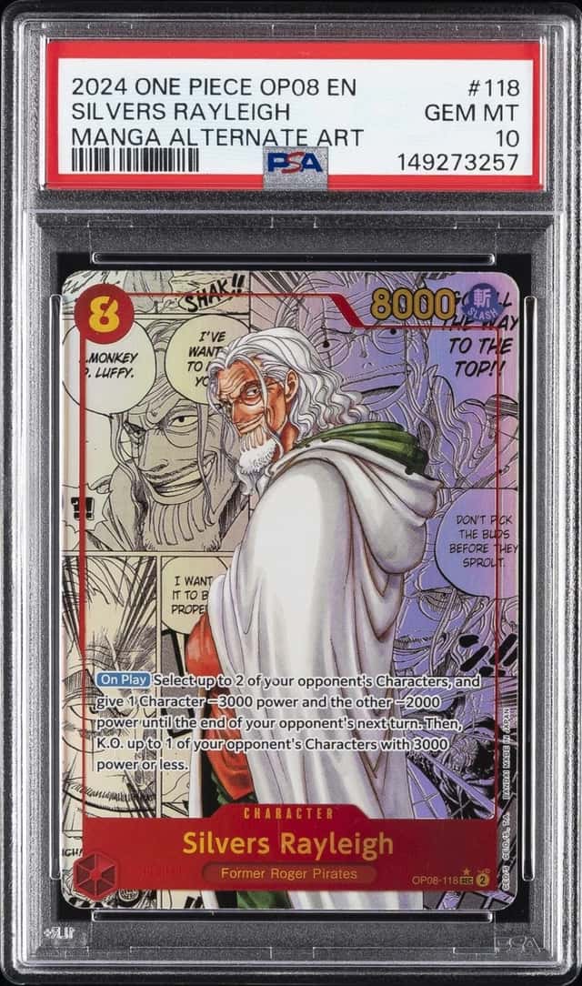 One Piece Silvers Rayleigh Two Legends Op08-118 Manga Alternate Art PSA 10
