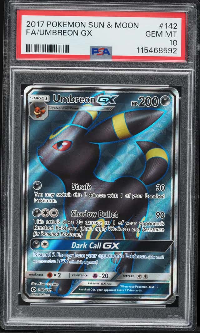 2017 Pokemon Sun & Moon Full Art Umbreon GX #142 PSA 10 GEM MINT