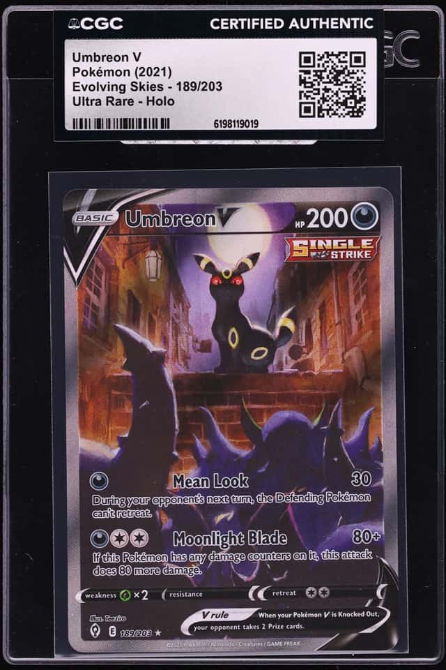 2021 Pokemon Sword & Shield Evolving Skies Full Art Umbreon V #189 CGC AUTH