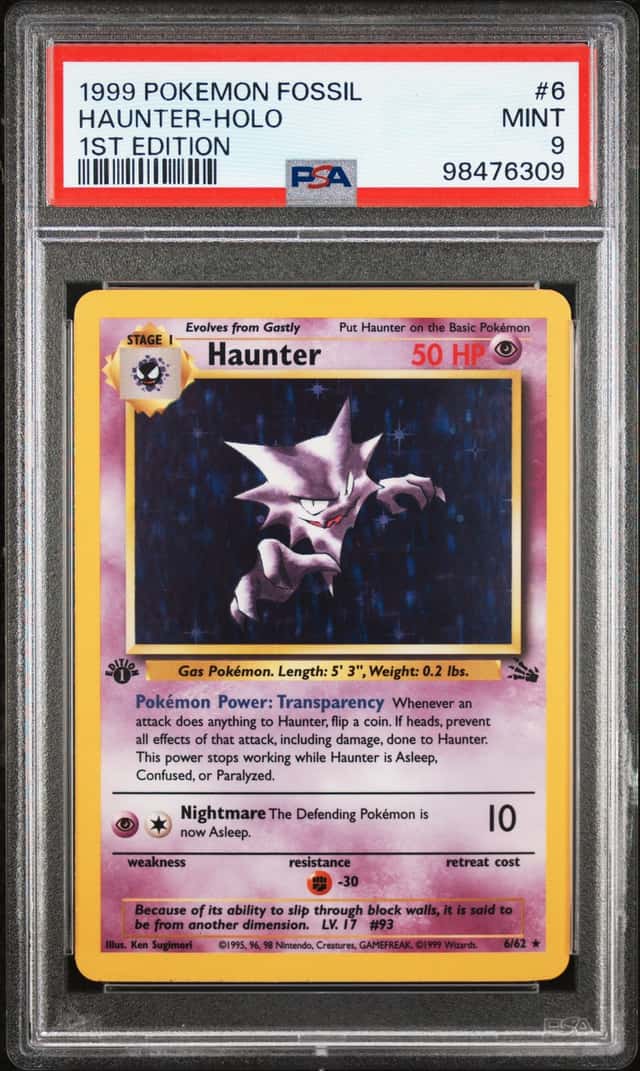 1999 Pokemon Fossil 1st Edition Holo Haunter #6 PSA 9 MINT