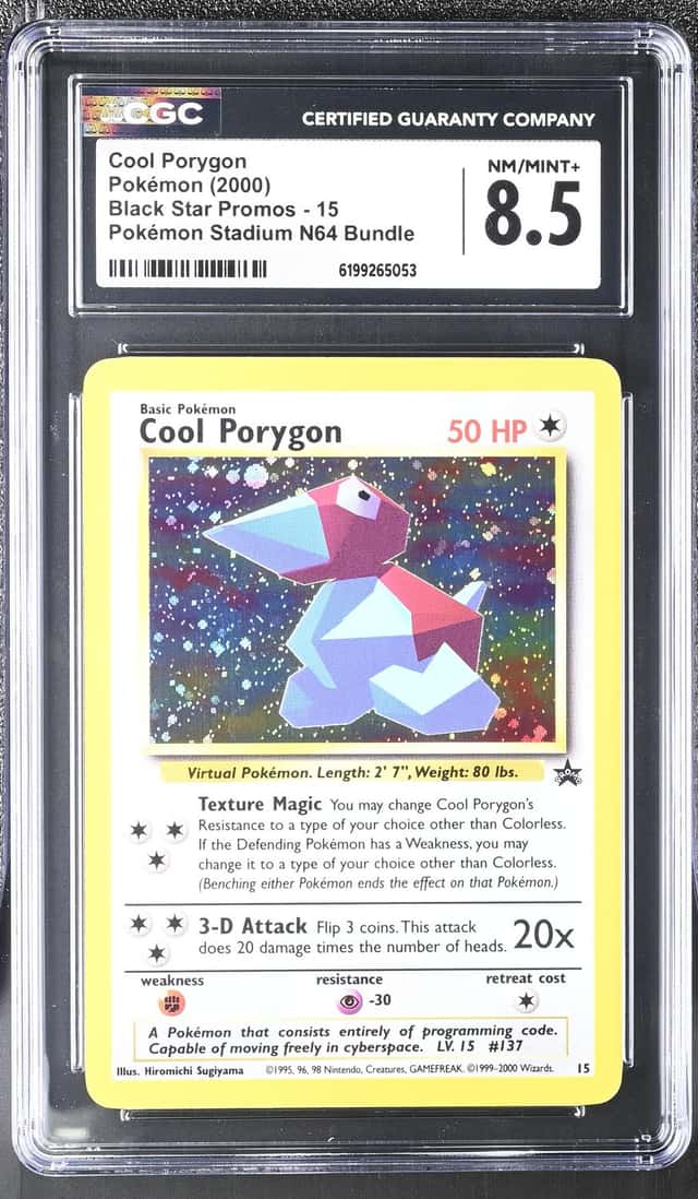 2000 Pokemon Black Star Promo Stadium N64 Bundle Holo Cool Porygon #15 CGC 8.5 NM-MT+