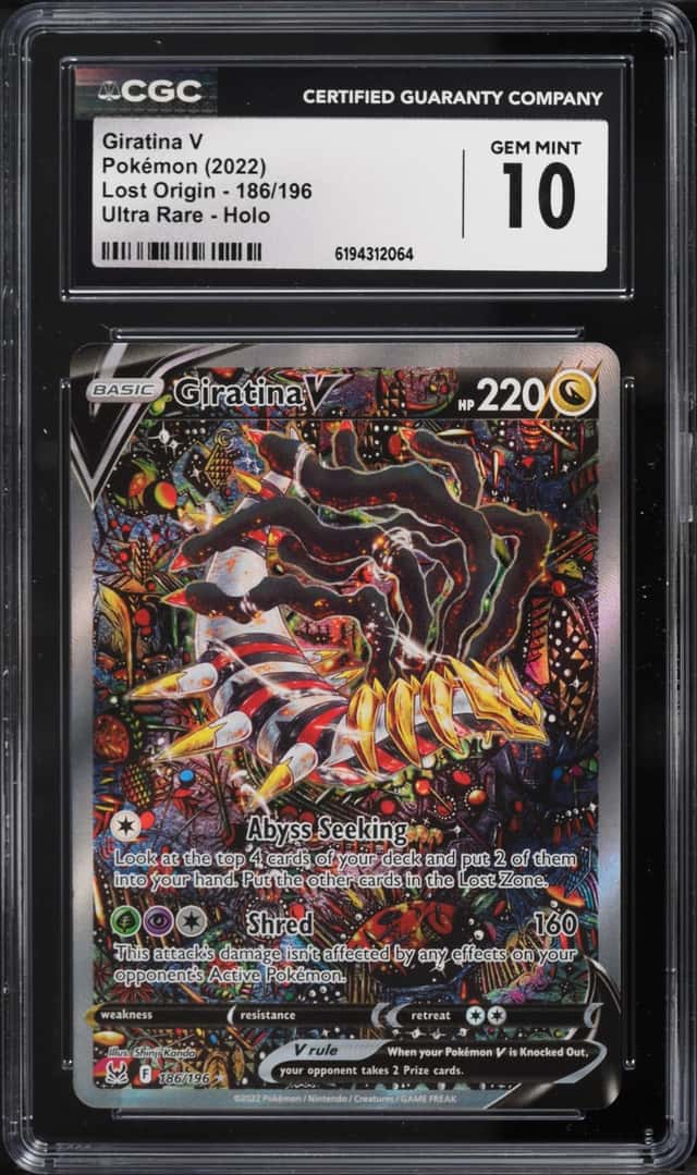2022 Pokemon Sword & Shield Lost Origin Full Art Giratina V #186 CGC 10 GEM MINT