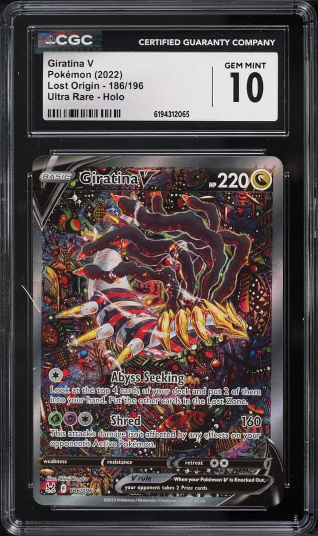2022 Pokemon Sword & Shield Lost Origin Full Art Giratina V #186 CGC 10 GEM MINT