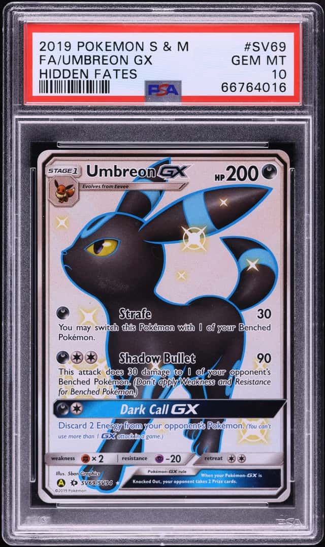 2019 Pokemon Sun & Moon Hidden Fates Shiny Vault Full Art Umbreon GX #SV69 PSA 10 GEM MINT