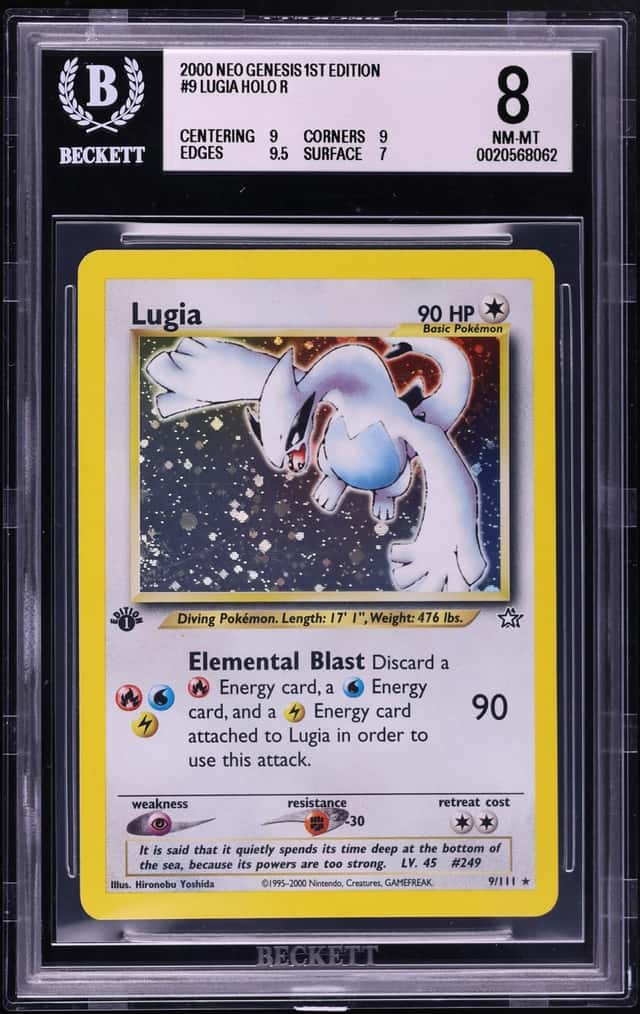 2000 Pokemon Neo Genesis 1st Edition Holo Lugia #9 BGS 8 NM-MT