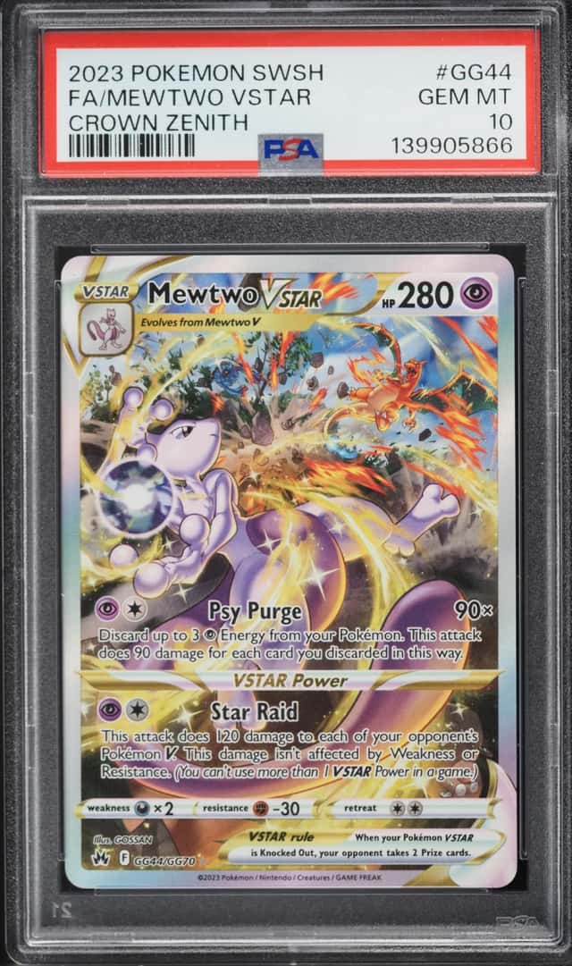 2023 Pokemon Sword & Shield Crown Zenith Galarian Gallery Full Art Mewtwo VSTAR #GG44 PSA 10