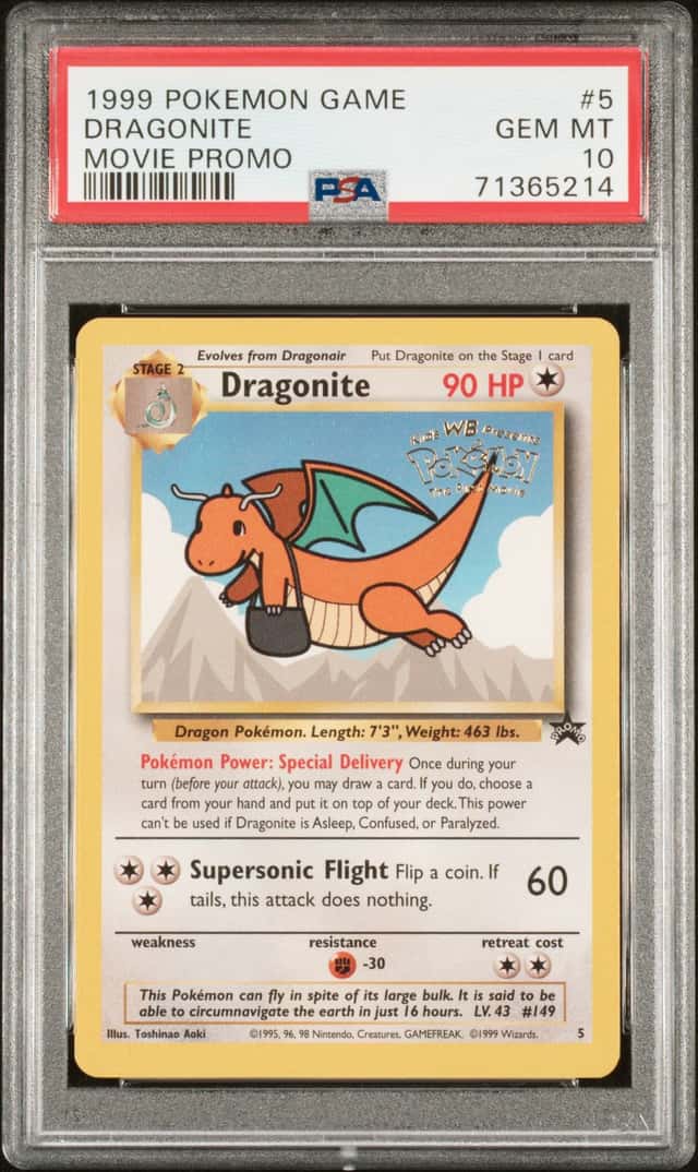 1999 POKEMON MOVIE WOTC PROMO DRAGONITE #5 RARE NON-HOLO PSA 10 E8