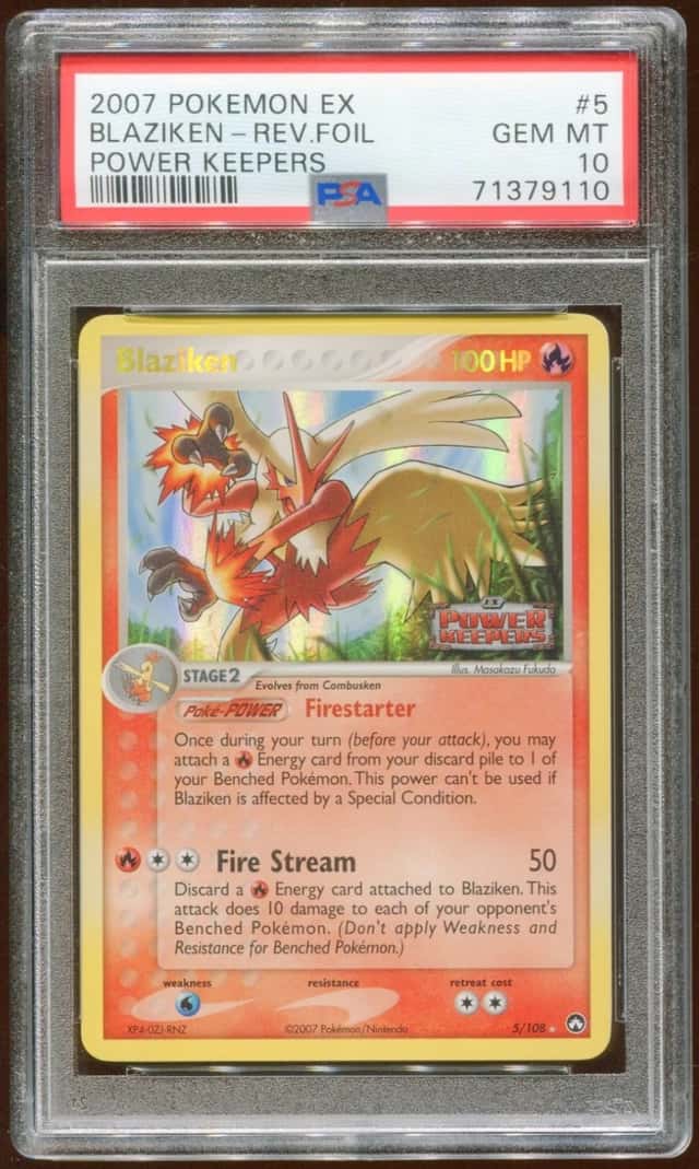 2007 POKEMON POWER KEEPERS EX BLAZIKEN #5/108 RARE REVERSE HOLO FOIL PSA 10 E8