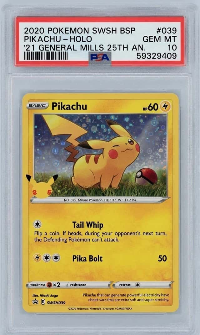 2020 Pokemon SWSH Pikachu Holo #39 General Mills PSA 10