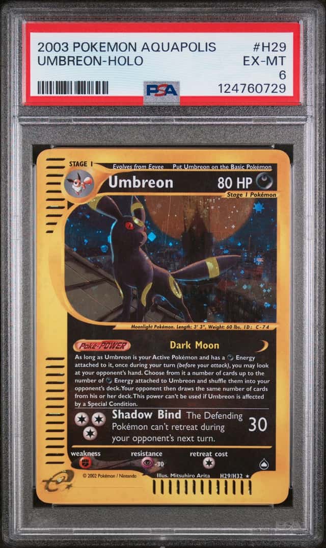 Umbreon H29/H32 Pokemon Aquapolis Holo Rare English 2003 PSA 6