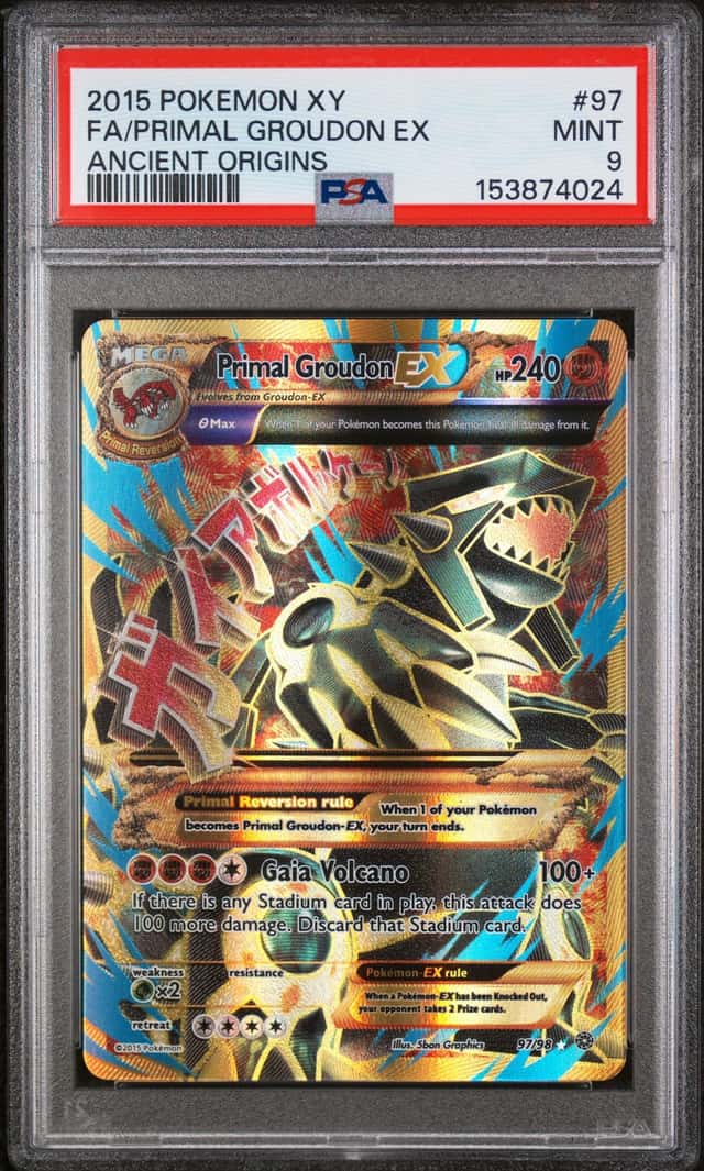 2015 Pokemon XY Ancient Origins Primal Groudon EX Full Art Holo #97/98 PSA 9