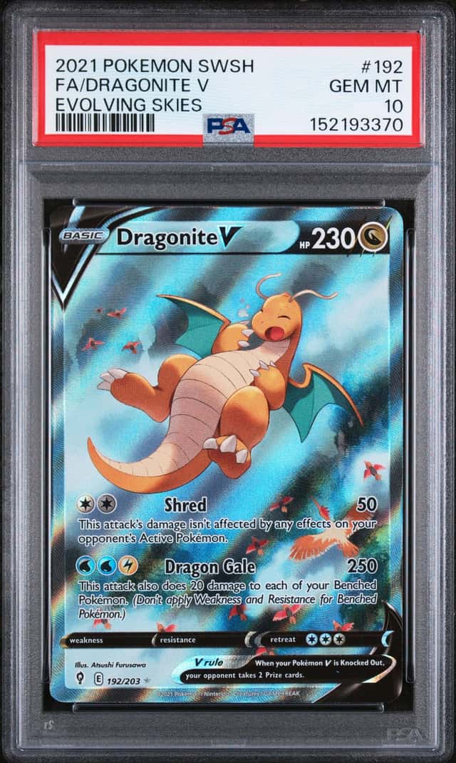 2021 Pokemon SWSH Evolving Skies #192 FA Dragonite PSA 10 GEM MINT