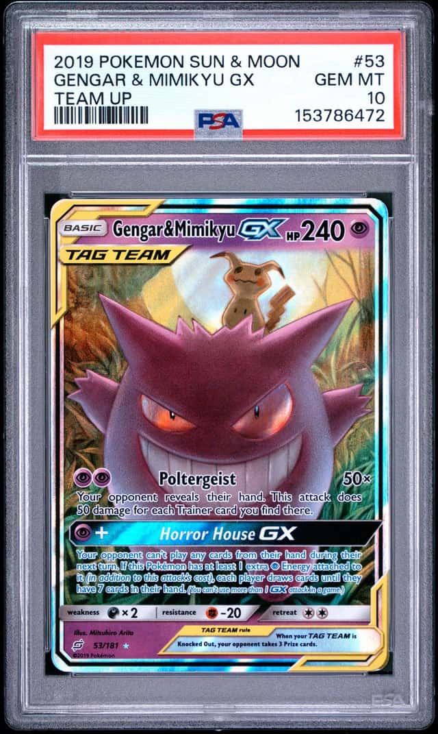 2019 Pokemon Sun & Moon Team Up #53 Gengar & Mimikyu Gx PSA 10 GEM MINT