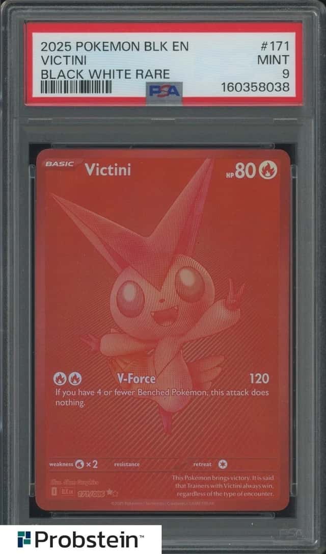 2025 Pokemon BLK EN Black Bolt Black and White Rare #171 Victini PSA 9 MINT