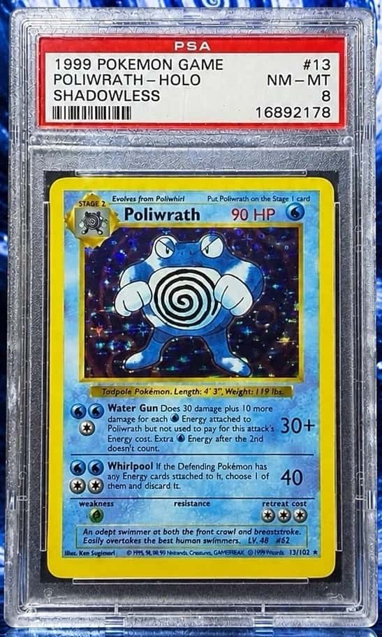 Pokemon TCG: Poliwrath 013/102 Base Set SHADOWLESS HOLO! 💫 PSA OCHO 💪🏼